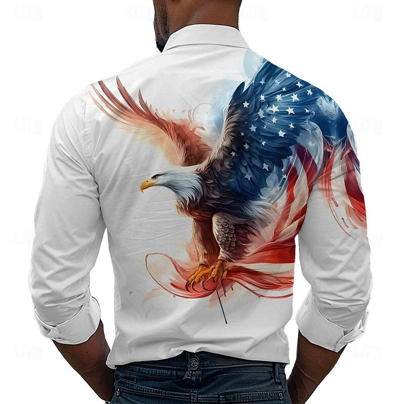 American Independence Day Men's Flag American Flag Button Up Shirt Printed Shirts Long Sleeve Business Casual Vacation Dailywear Evening Party Fall Winter Spring & Summer Turndown Collared Shirts2