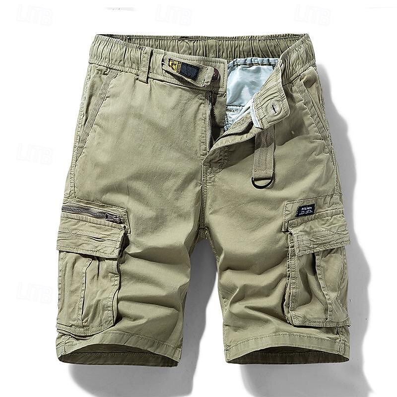 Men's Tactical Shorts Cargo Shorts Shorts Buttons Elastic Waist Multi Pocket Plain Wearable Short Outdoor Daily Camping & Hiking Fashion Classic Black Army Green