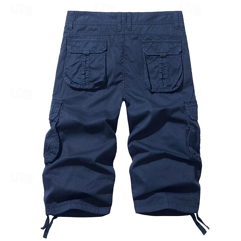 Men's Tactical Shorts Capri Cargo Shorts Cargo Shorts Capri Pants Hiking Shorts Buttons Multi Pocket Plain Wearable Calf-Length Outdoor Daily Going out Fashion Classic Lake blue Black3