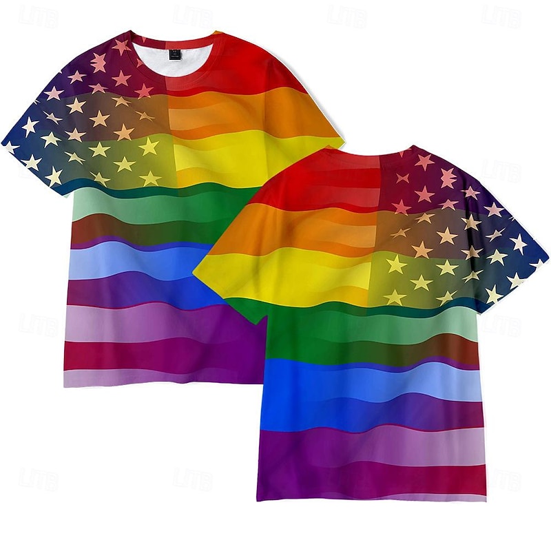 LGBT LGBTQ Rainbow Flag T-shirt Rainbow Graphic For Men's Adults' Carnival Masquerade 3D Print Pride Parade Pride Month2