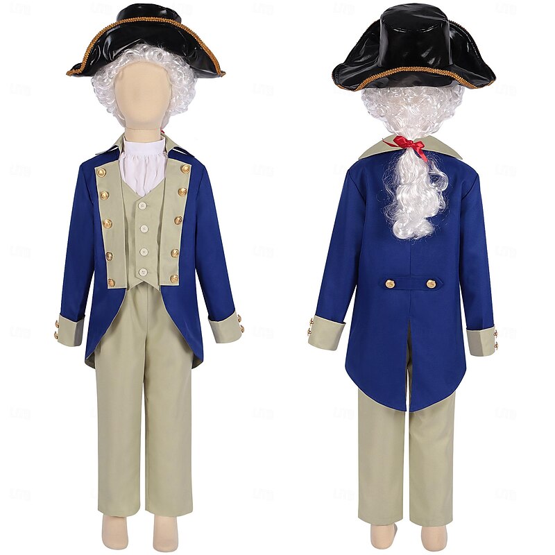 Rococo Baroque Victorian Outfits Fancy Dress Boys' Royal Halloween Carnival Masquerade Performance Party Masquerade Adults' Coat Pants Collar2