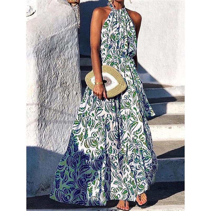 Women's Casual Dress Swing Dress Floral Print Halter Neck Long Dress Maxi Dress Stylish Casual Daily Date Sleeveless Summer3