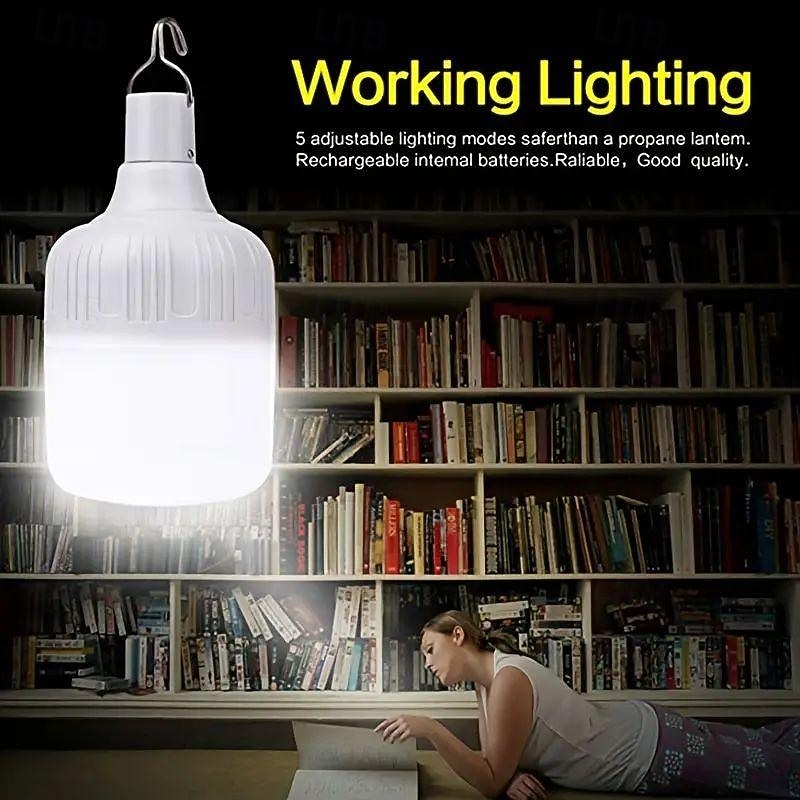 Outdoor USB Rechargeable LED Lamp Bulbs 60W Emergency Light Hook Up Camping Fishing Portable Lantern Night Lights4