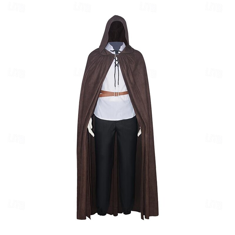 Retro Vintage Medieval Renaissance Outfits Pirate Pants Hooded Cloak Viking Ranger Elven Fancy Dress Men's Viking Fantasy Halloween Carnival Masquerade Performance Stage Renaissance Fair Adults Top3