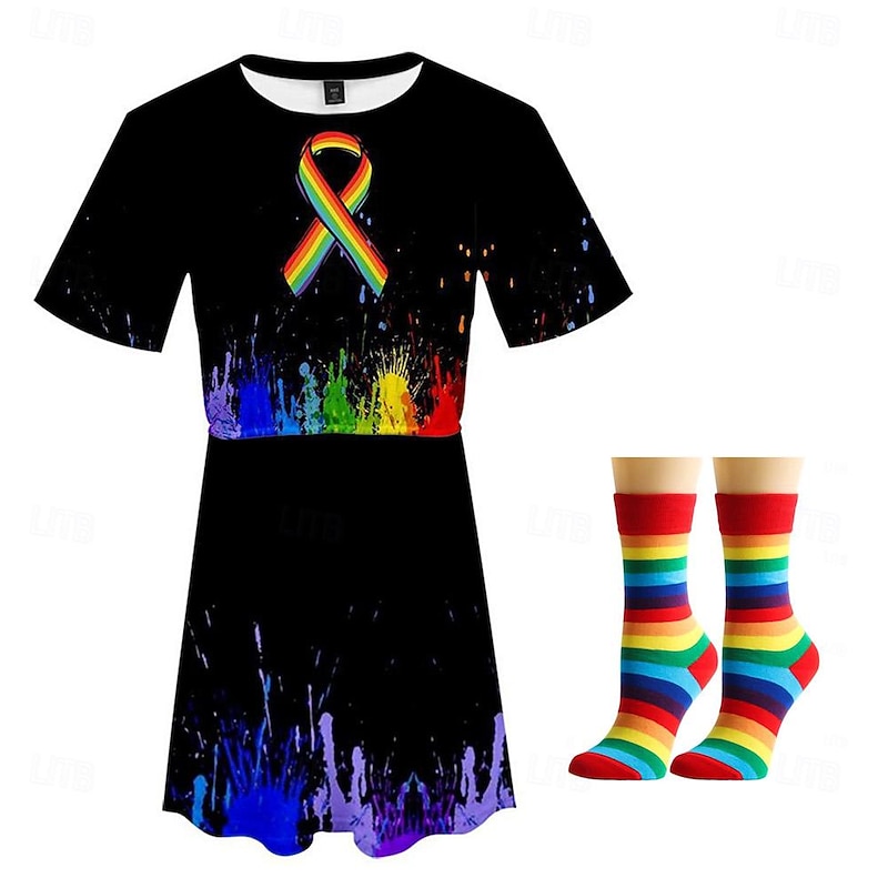 Gay Pride Rainbow Flag LGBT LGBTQ Dress Socks Rainbow 3D Graphic For Women's Adults' Carnival 3D Print Pride Parade Pride Month4