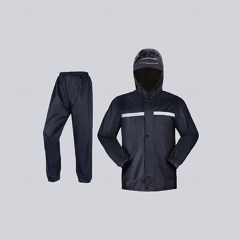 Unisex Hiking Raincoat Outdoor Waterproof Breathable Wind-Resistant Hiking Outfits Hiking Clothes Spring Autumn / Fall Rain Suit Rain Gear Hooded Coats Jacket and Pants Solid Color Black Red3