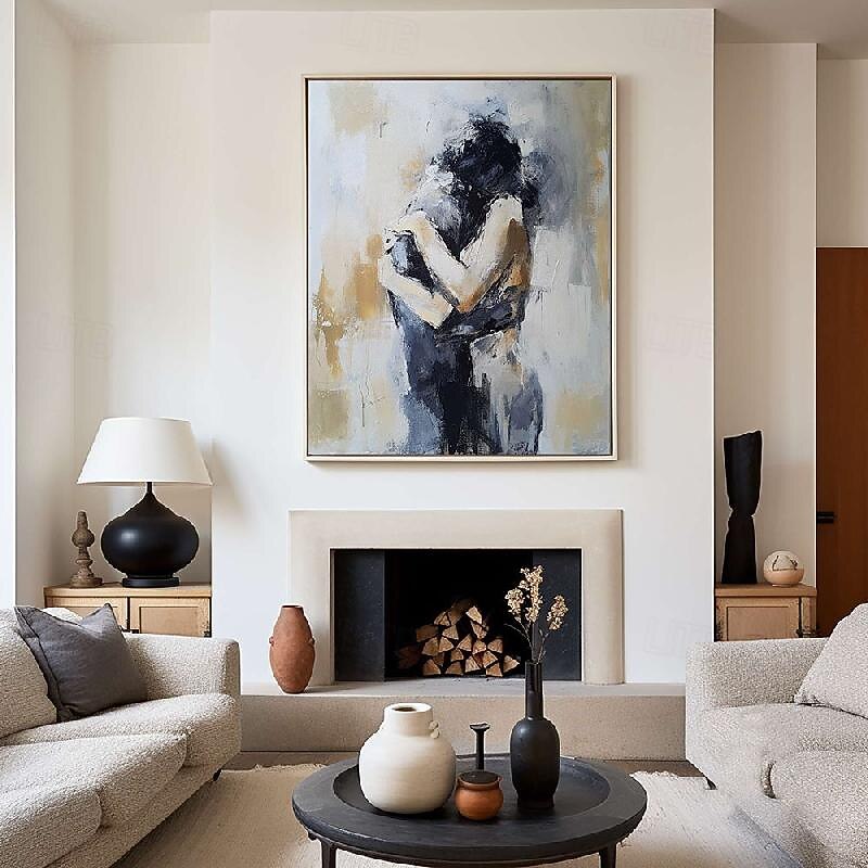 Wall Art Woman face oil painting handmade Canvas Art Faceless Portrait Painting Abstract Lady Framed Woman girl painting Lovers' decor oil painting artwork lover nude oil painting