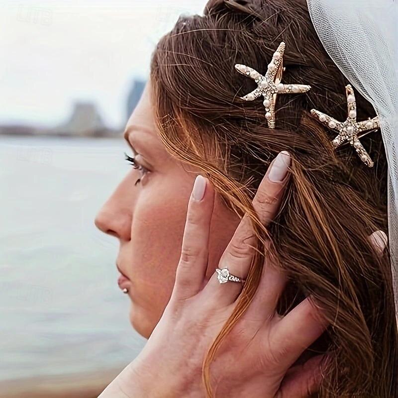 Vintage Faux Pearl Decorative Starfish Shaped Hair Clip Elegant Hair Barrette For Women And Girls Daily Wear3