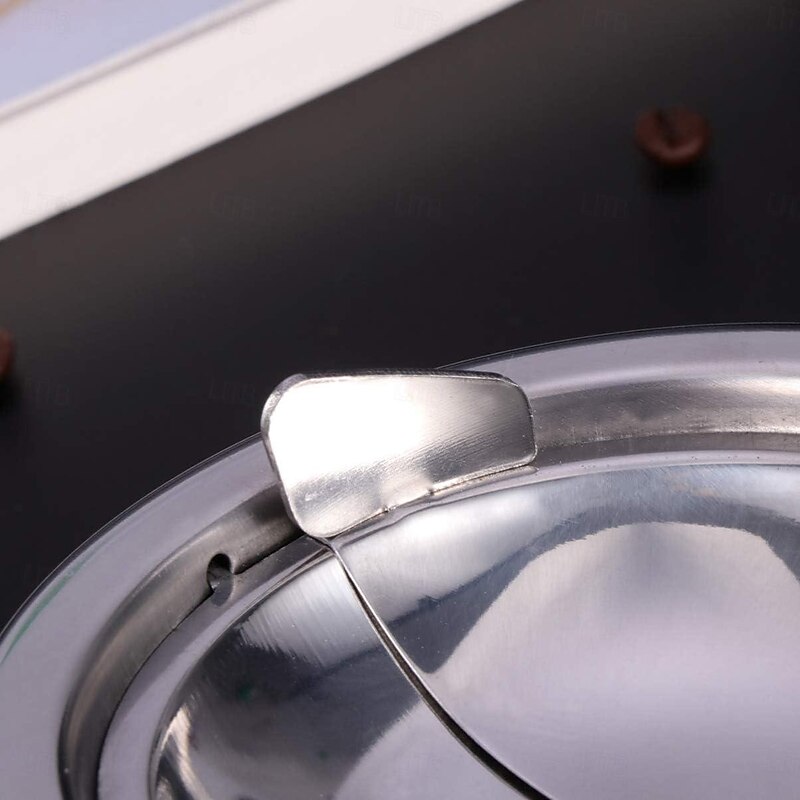 Round Push Down Ashtray Stainless Steel Ash Container Pocket Ashtray Outdoor Tabletop Ashtrays Decorative Wind Resistant Cigarette Ash Holder Desktop Ornament for Home Bar2