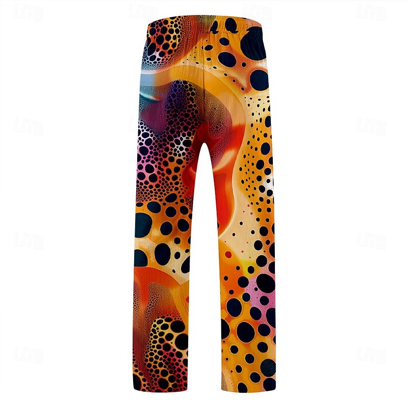 Men's Pants Trousers Graphic Outdoor Holiday Hawaiian Black Inelastic2