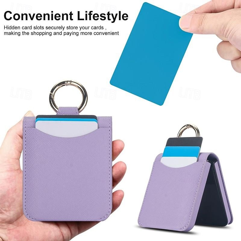 Phone Case For Samsung Galaxy Z Flip 7 Z Flip 5 Z Flip 4 Z Flip 3 Back Cover Ring Buckle Shockproof PC PU Leather3