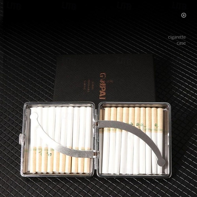 Premium Genuine Leather Cigarette Case, Metal Frame, Magnetic Closure, Elegant Design for Men, Holds 20 Cigarettes2