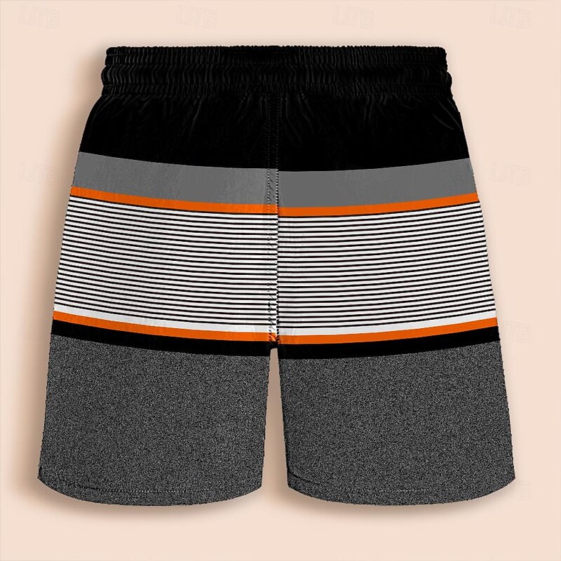 Men's Stripe Geometric Pattern Swim Trunks Swim Shorts Board Shorts Mid Waist Hawaiian Casual Holiday Beach Drawstring with Mesh lining Elastic Waist Designer Clothing Apparel2