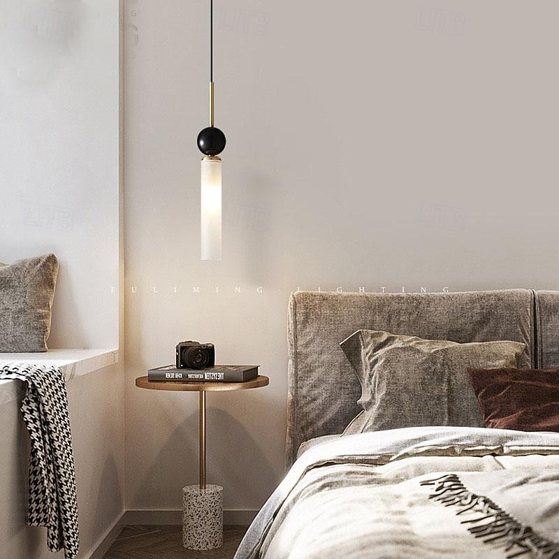 LED Pendant Light Cylina Shape Marble Brass Pendant Light, Three-Color Light Pendant Lamp with G9 Light Source, Simple Italian Chandelier, Ceiling Lighting Fixtures for Living Room4