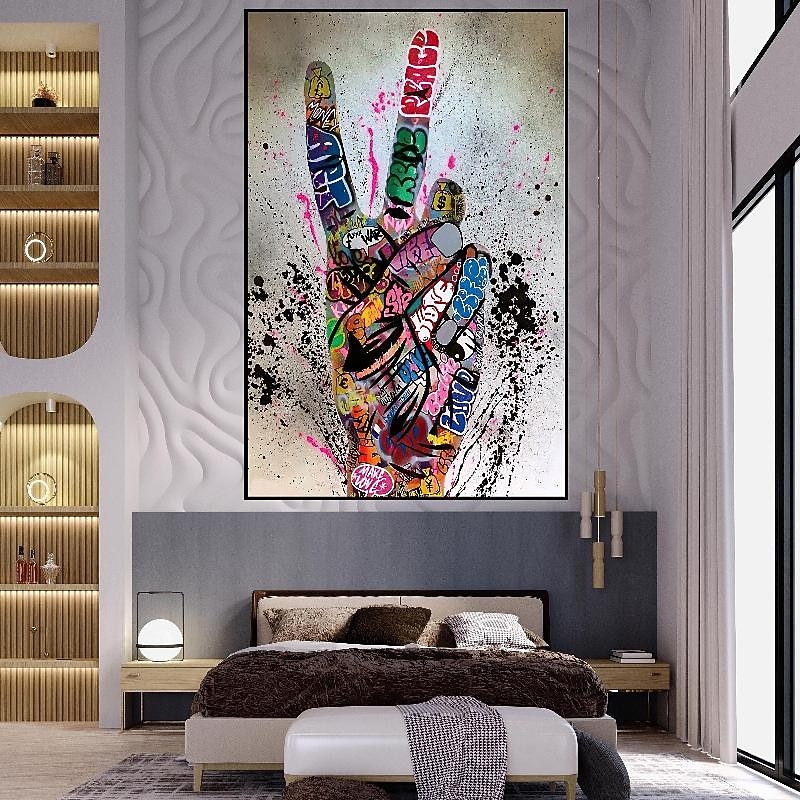 Graffiti Art Canvas Painting hand painted  Fist Inspirational Painting and street art oil paiting pop art painting  Handmade The Wall Art Picture for Living Room painting Cuadros Home Decor