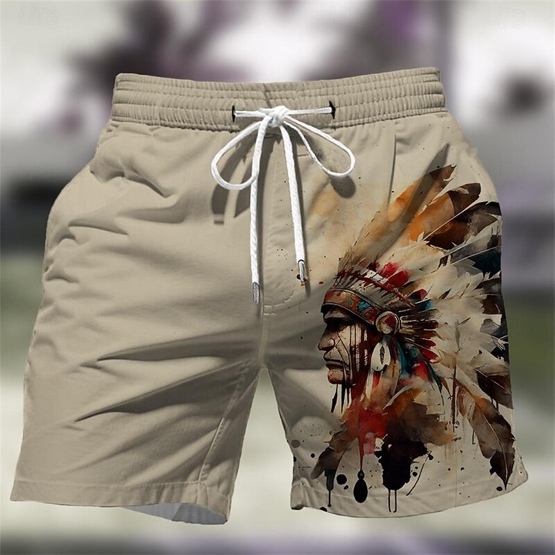 Men's 3D Print Indian Culture Swim Trunks Swim Shorts Board Shorts Mid Waist Fashion Streetwear Hawaiian Casual Daily Holiday Pocket Drawstring Elastic Waist Designer Clothing Apparel4