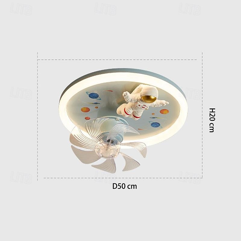 LED Ceiling Fan Light 1-Light 50 cm Dimmable Astronaut Acrylic Baby Room Toy Room Modern 110-240V ONLY DIMMABLE WITH REMOTE CONTROL2