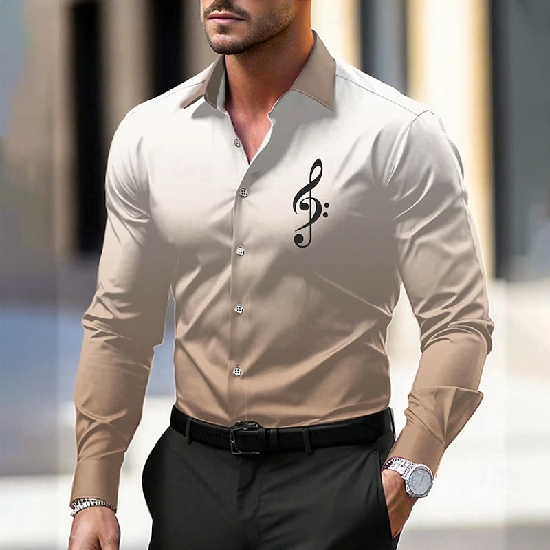 Men's Dress Shirt Printed Shirts Formal Blue Green Khaki Long Sleeve Turndown Fall Winter Clothing Apparel Print