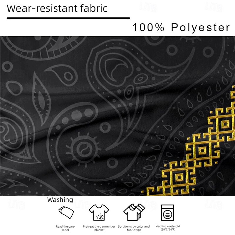 Men's Tribal Bandana Print T shirt Henley Shirt Short Sleeve 3D Print Designer Ethnic Street Casual Daily Summer Spring Black Gray Henley Henley T-Shirt3