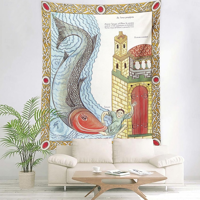 Medieval Tapestry Middle Age Tapestry Romanesque Art Large Tapestry Mural Decor Photograph Backdrop Blanket Curtain Home Bedroom Living Room Decoration2
