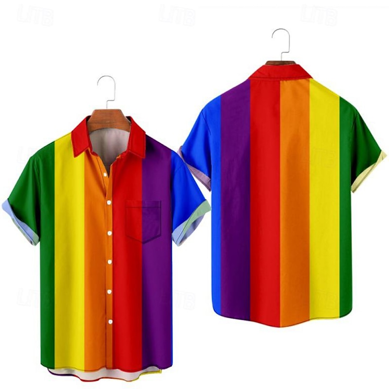 LGBT LGBTQ Rainbow Flag Blouse / Shirt Rainbow Graphic For Men's Adults' Masquerade 3D Print Pride Parade Pride Month2