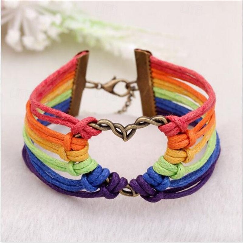 Pride Month DIY Retro Metal Love Rainbow Weaving Jewelry Bracelet and Bracelet3