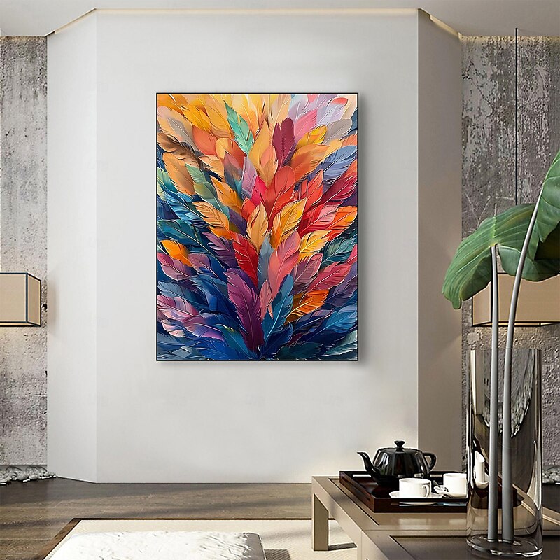 Handmade Oil Painting Canvas Wall Art Decor Original Colorful Plants Painting Abstract Tropical Flower Painting Home Decor With Stretched Frame Without Inner Frame Painting3