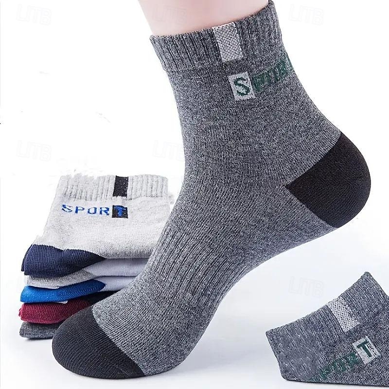 Men's 5 Pairs Multi Packs Socks Running Socks Casual Socks Rainbow Color Color Block Letter Sports & Outdoor Daily Vacation Basic Medium Spring Fall Fashion Casual2