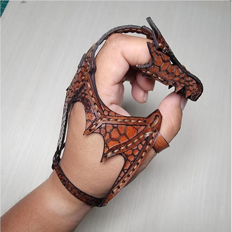 Leather Hand Dragon Bracelet - Vegetable Tanned Leather Hand Puppet with Scale Texture, Adjustable Fit for 5"-6.5" Wrists - Unique Dragon Enthusiast Accessory2