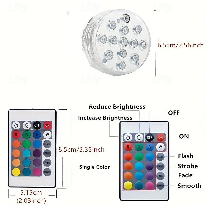 Submersible LED Pool Light, RGB Color Changing 13-LED Magnetic - Wireless Remote Control, Waterproof for Pool, Aquarium, Bathtub Decor, Parties, Holidays, Garden Fountain2
