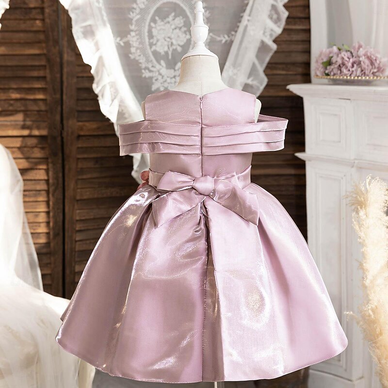 Kids Girls' Dress Party Dress Solid Color Sleeveless Performance Special Occasion Ruched Daily Princess Polyester Midi Skater Dress Summer Spring 2-12 Years Multicolor Light Green Pink3