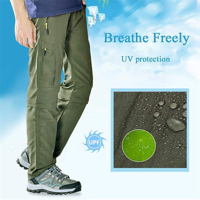 Men's Hunting Pants Hiking Pants Outdoor Pants Zipper Pocket Detachable Design Plain Waterproof UV Protection Outdoor Daily Streetwear Sports Fashion Black Army Green2