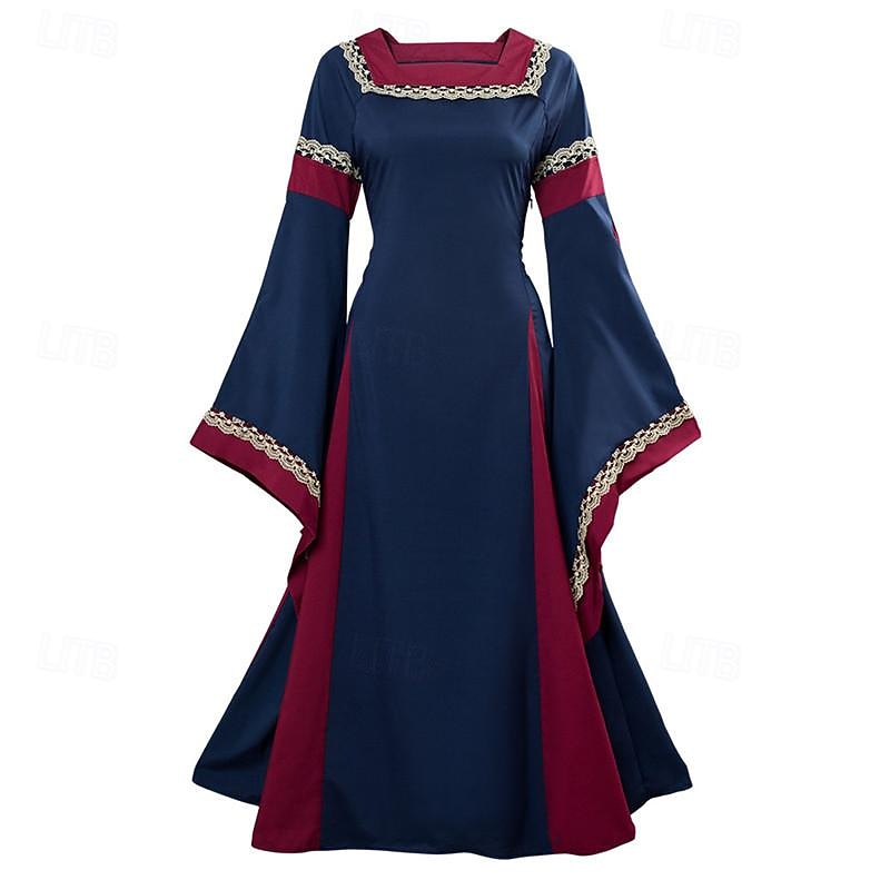 Medieval Renaissance Cocktail Dress Dress Prom Dress Bell Sleeve Outlander Elven Fancy Dress Women's Halloween Carnival Masquerade LARP Ren Faire Festival Adults' Dress2