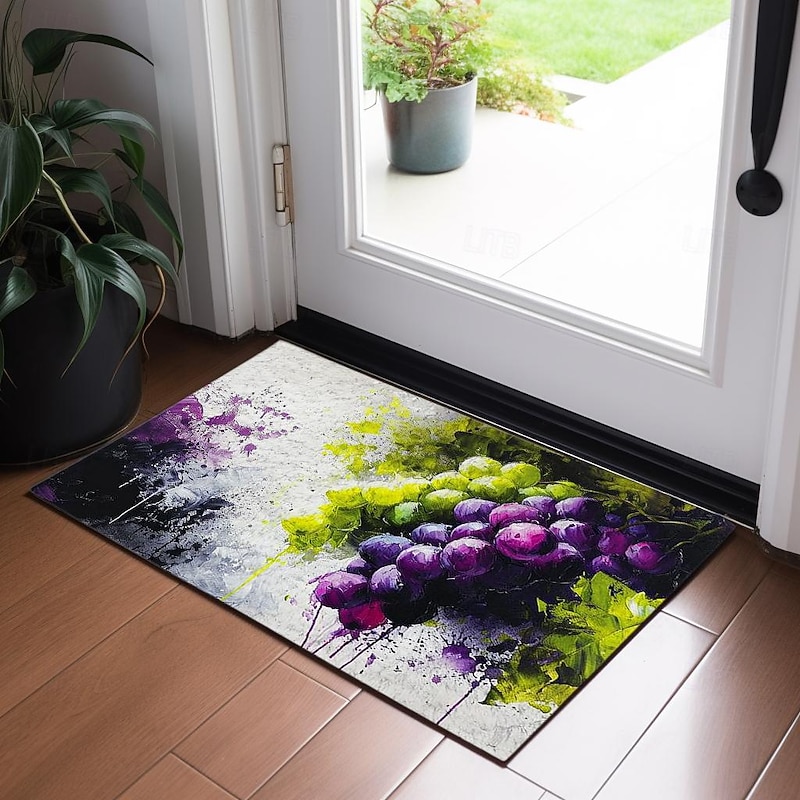Watercolor Fruit Grapes Doormat Kitchen Mat Floor Mat Non-Slip Area Rug Oil Proof Rug Indoor Outdoor Mat Bedroom Decor Bathroom Mat Entrance Rug2