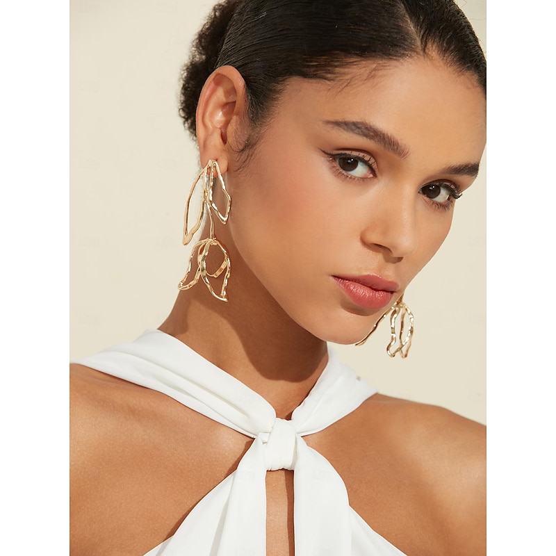 Tulip Flower Light-gold Alloy Stud Earrings3