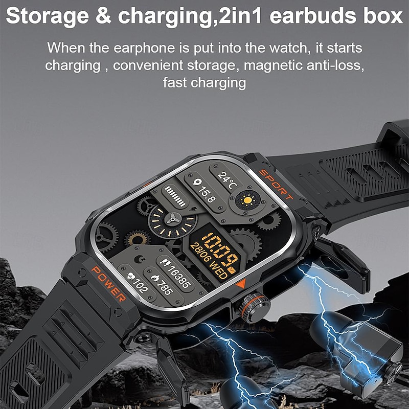 2 in 1 Smart Watch With Earbuds Smartwatch TWS Bluetooth Earphone Heart Rate Blood Pressure Monitor Sport Watch Fitness Watch4