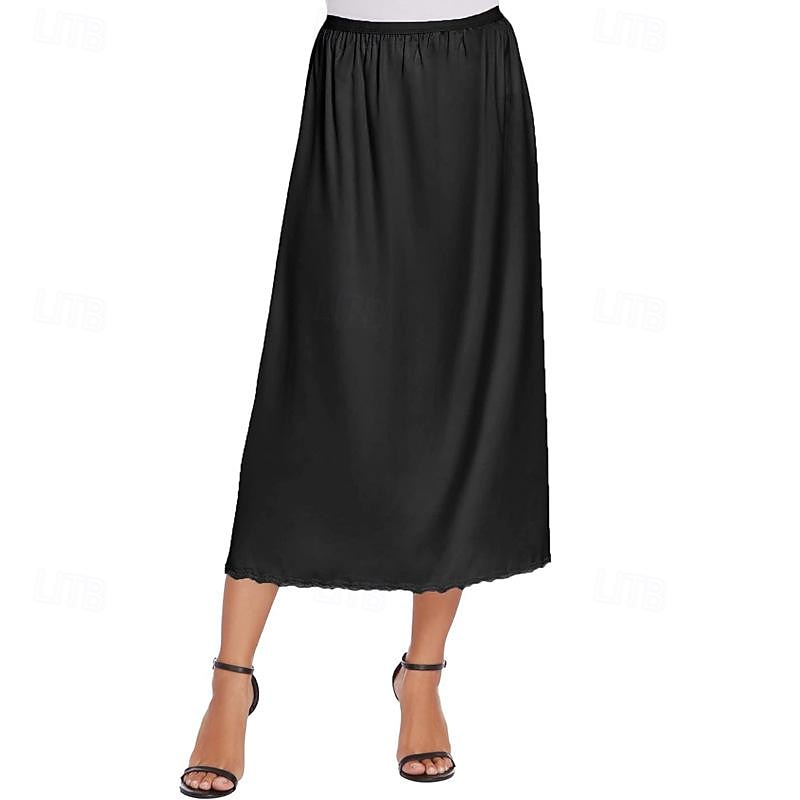 Elegant 1950s Midi Under Skirt Half Slip Satin Skirt Lace Fancy Dress Women's Dailywear Bachelorette Party Adults' Skirt All Seasons