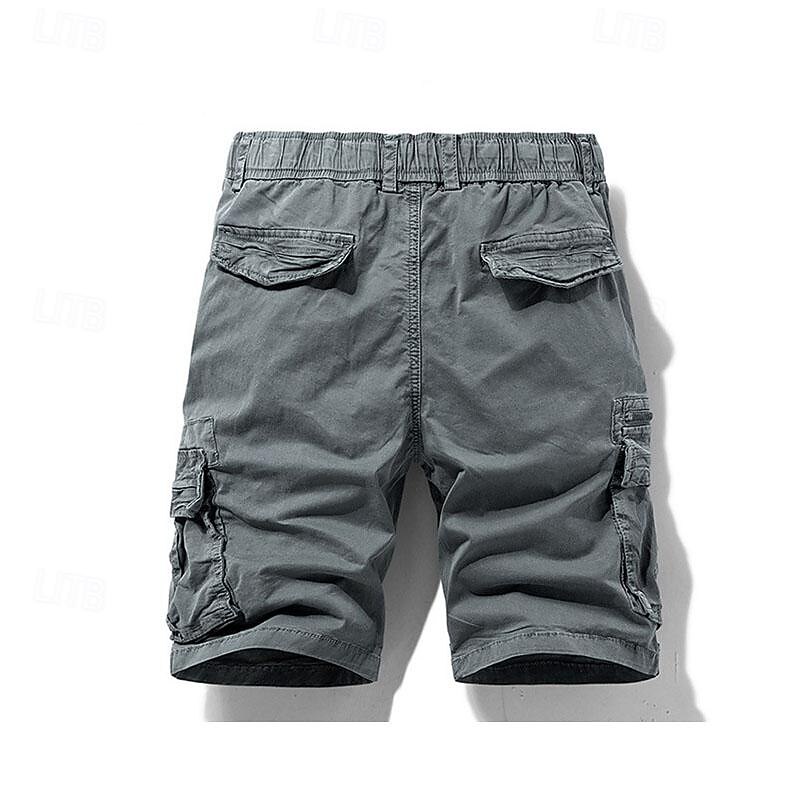 Men's Tactical Shorts Cargo Shorts Shorts Buttons Elastic Waist Multi Pocket Plain Wearable Short Outdoor Daily Camping & Hiking Fashion Classic Black Army Green4