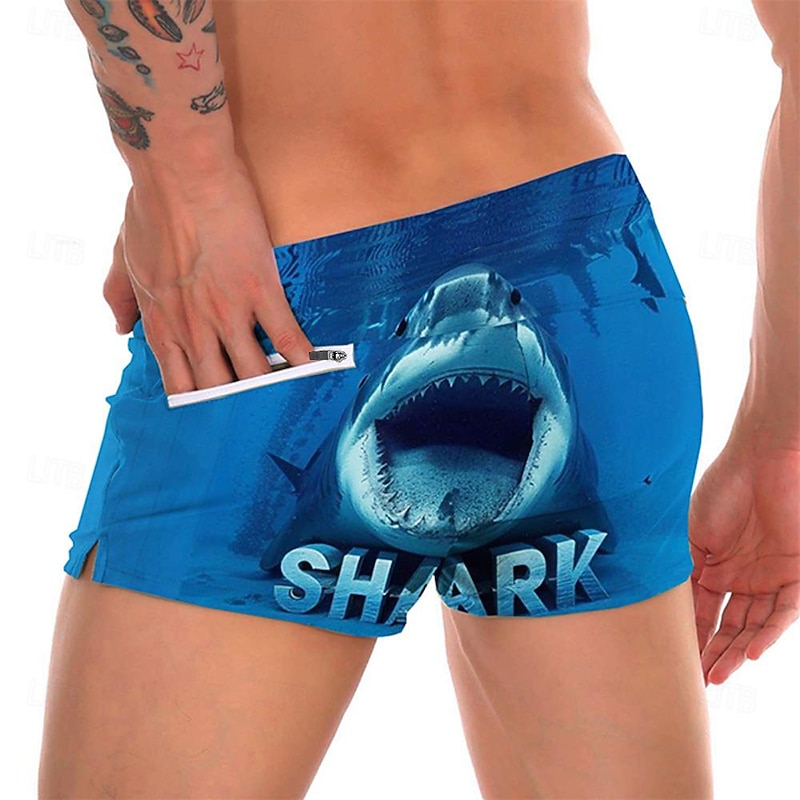 Men's Animal Shark Swim Trunks Swim Shorts Board Shorts Mid Waist Fashion Designer Surfing Holiday Beach Drawstring Pocket Elastic Waist Designer Clothing Apparel2