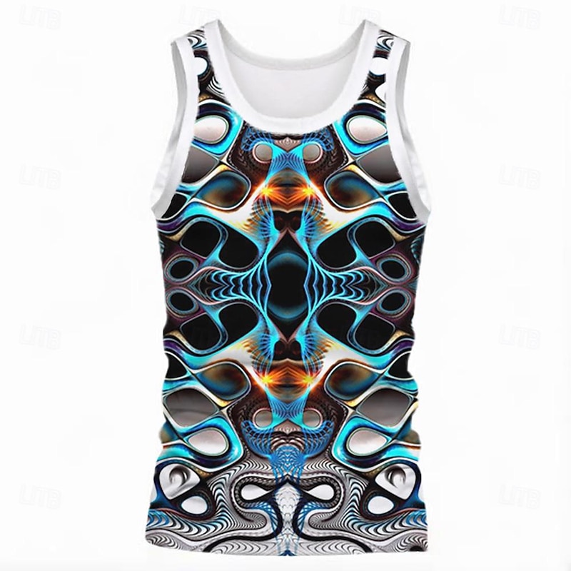 Men's 3D Tank Sleeveless T shirt Crew Neck Shirt Ugly Exaggerated Carnival Party Casual Black Summer Clothing Apparel S M L XL XXL XXXL