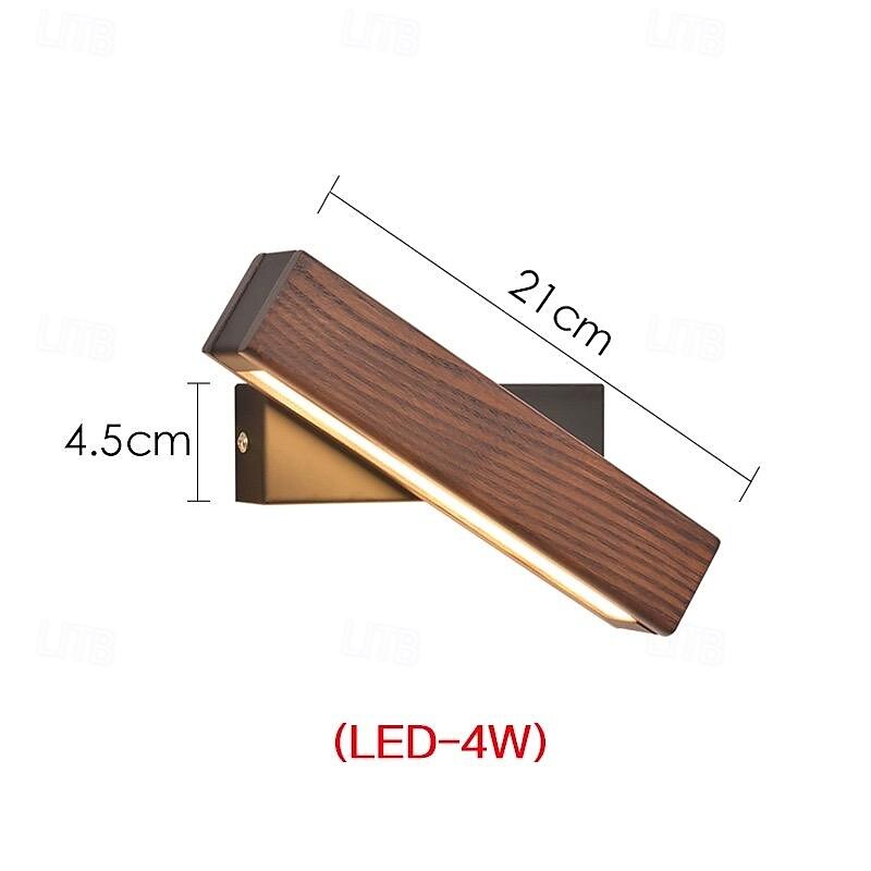 LED Wall Lamp 4W Nordic Minimalist Wooden Modern Adjustable Lighting Bar Restaurant Living Room Porch Wall Lamp Corridor Decoration 110-240V4