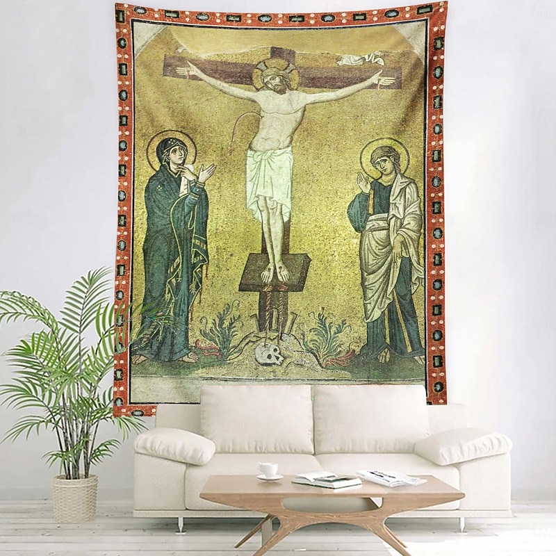 Medieval Tapestry Middle Age Tapestry Byzantine Art Jesus Wall Art Large Tapestry Mural Decor Photograph Backdrop Blanket Curtain Home Bedroom Living Room Decoration2
