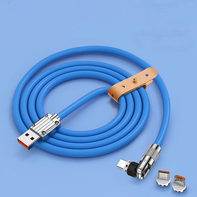 Passenger Cable Rotating Magnetic Cable 540 Degrees Fast Charging Silicone TYPEC Triple Hand Travel Magnetic Cable Charging Cable