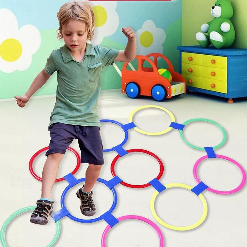 10PCS 28CM Jumping House Circle Children's Sensory Training Jumping Circle Outdoor Sports Game Household Physical Fitness Grid Toy