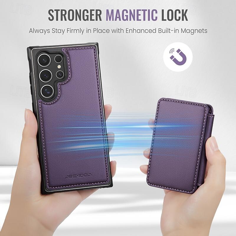 Phone Case For Samsung Galaxy S25 S24 S23 S23 FE S22 S21 Ultra Plus A55 5G A35 5G A25 A15 Back Cover with Stand Holder Magnetic Card Slot Retro TPU PC PU Leather4