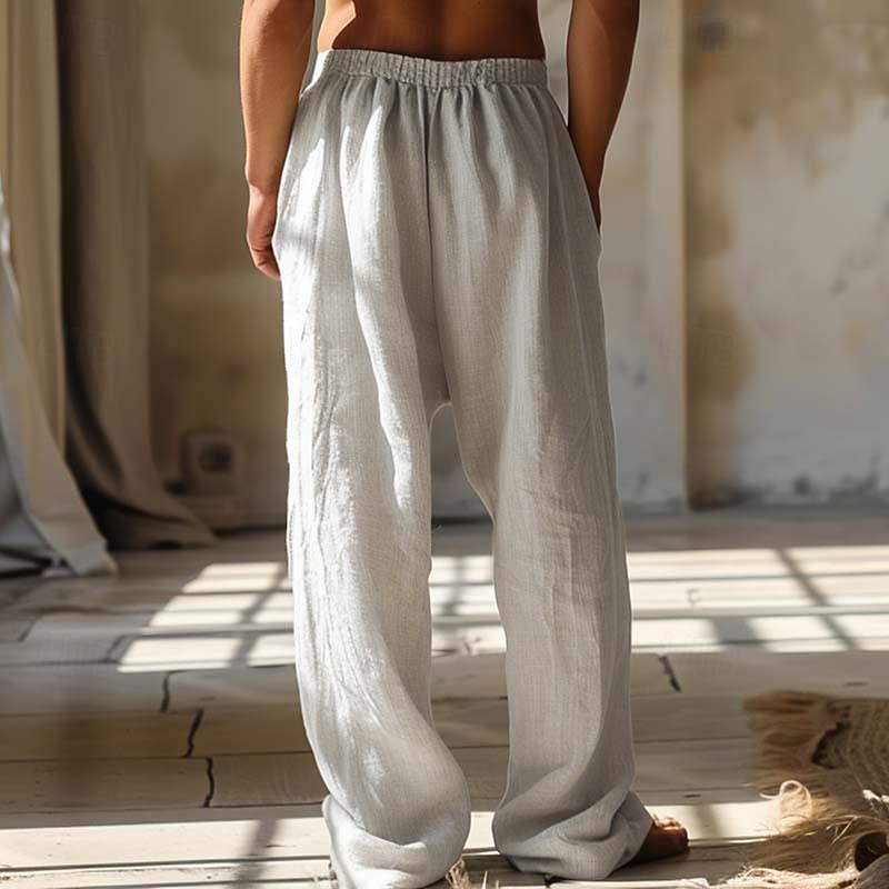 Men's Animal Bird Linen Pants Baggy Pants Mid Waist Hawaiian Casual Outdoor Streetwear Elastic Waist Spring &  Fall Fall & Winter White2