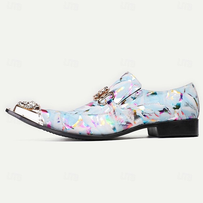 Men's Loafers & Slip-Ons Formal Shoes Dress Shoes Leather Italian Full-Grain Cowhide Comfortable Slip Resistant Loafer Light Blue4