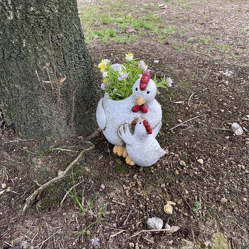 Charming Hen & Chick Resin Planter - Creative Animal-Shaped Garden Decor, Perfect For Outdoor, Balcony, Or Home Display4