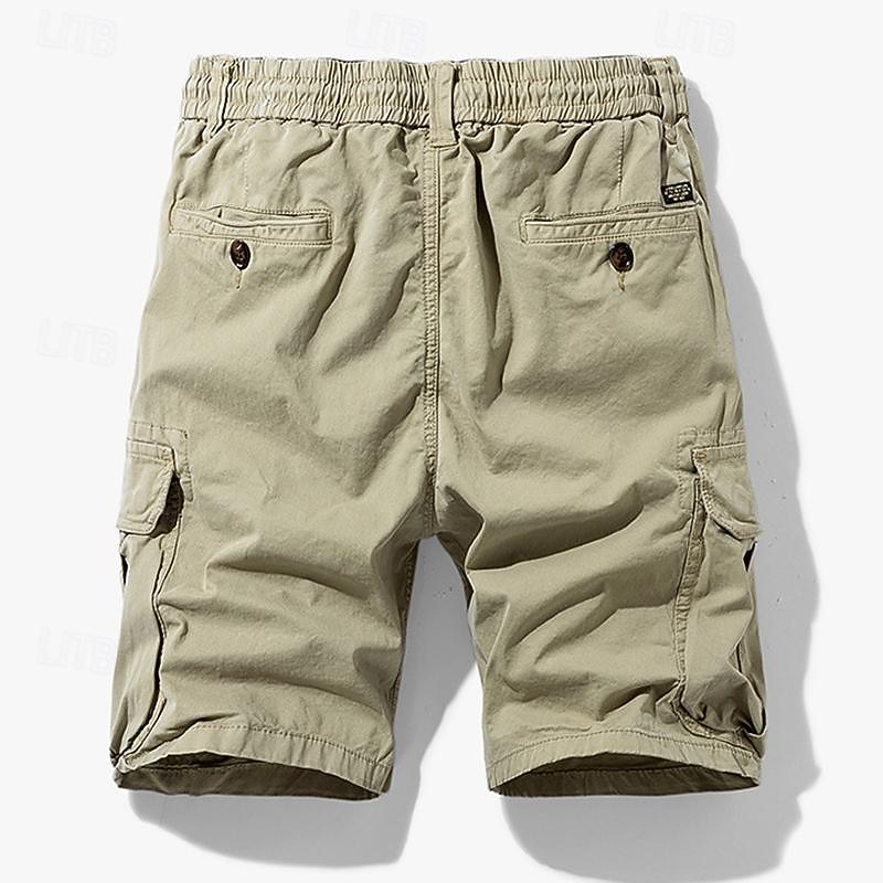 Men's Cargo Shorts Hiking Shorts Drawstring Multi Pocket Plain Casual Streetwear Cargo Shorts Stylish ArmyGreen Black3