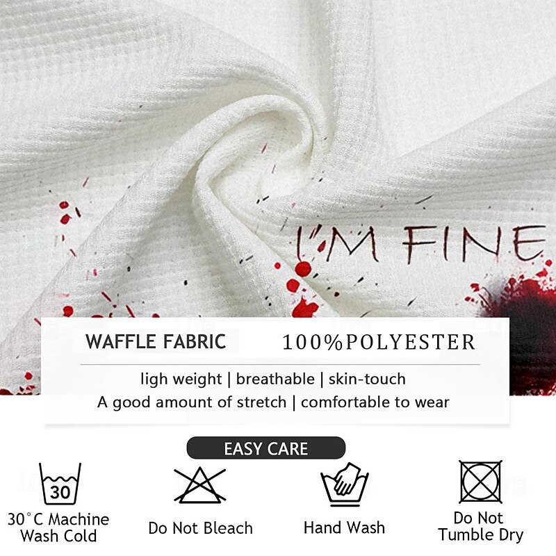Halloween Men's Blood stains I'm Fine T Shirt Short Sleeve T shirt 3D Print Crew Neck Shirt Vacation Sports Fashion Vacation Party Street Red Summer Spring Clothing Apparel S M L XL 2XL 3XL3